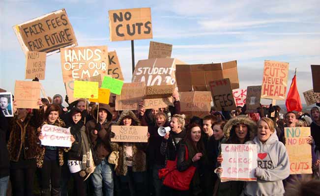 At the student demonstration